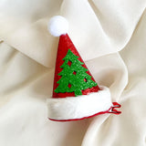 Kırmızı  Çam Ağaçlı Ponponlu Huni Taç