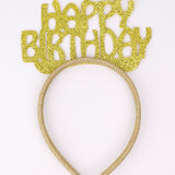 Altın Simli Eva Happy Birthday Kız Çocuk Taç
