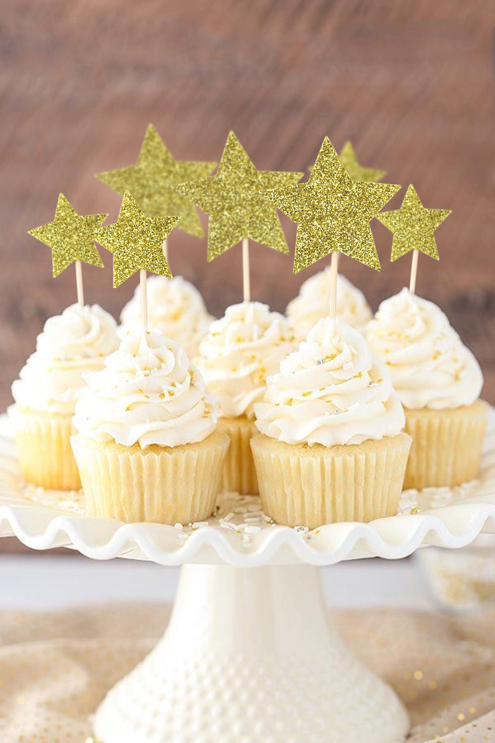 Altın Happy Birthday Yıldız Pasta Süsü