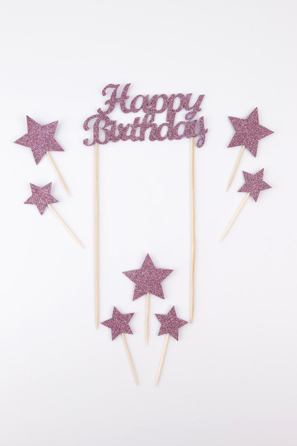 Lila Happy Birthday Yıldız Pasta Süsü