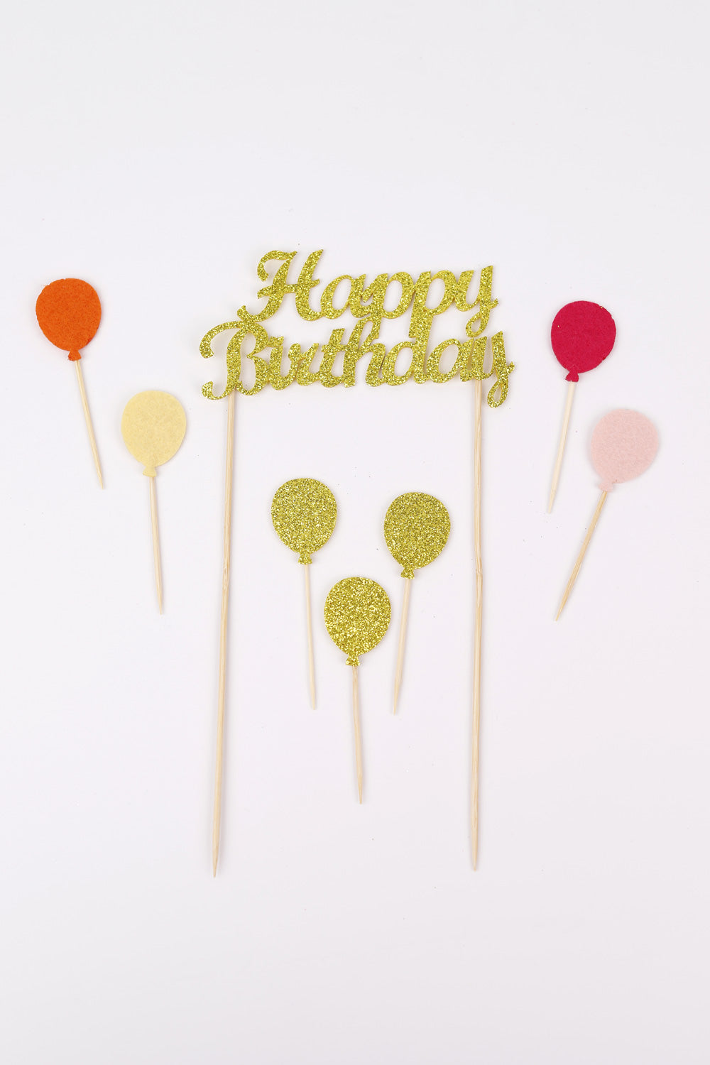 Altın Happy Birthday Balon Pasta Süsü