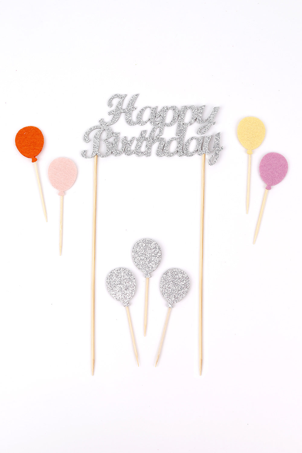 Gümüş Happy Birthday Balon Pasta Süsü