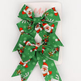 Yeşil  Noel Baba Desenli 2'li Kız Çocuk Fiyonk Klips Toka