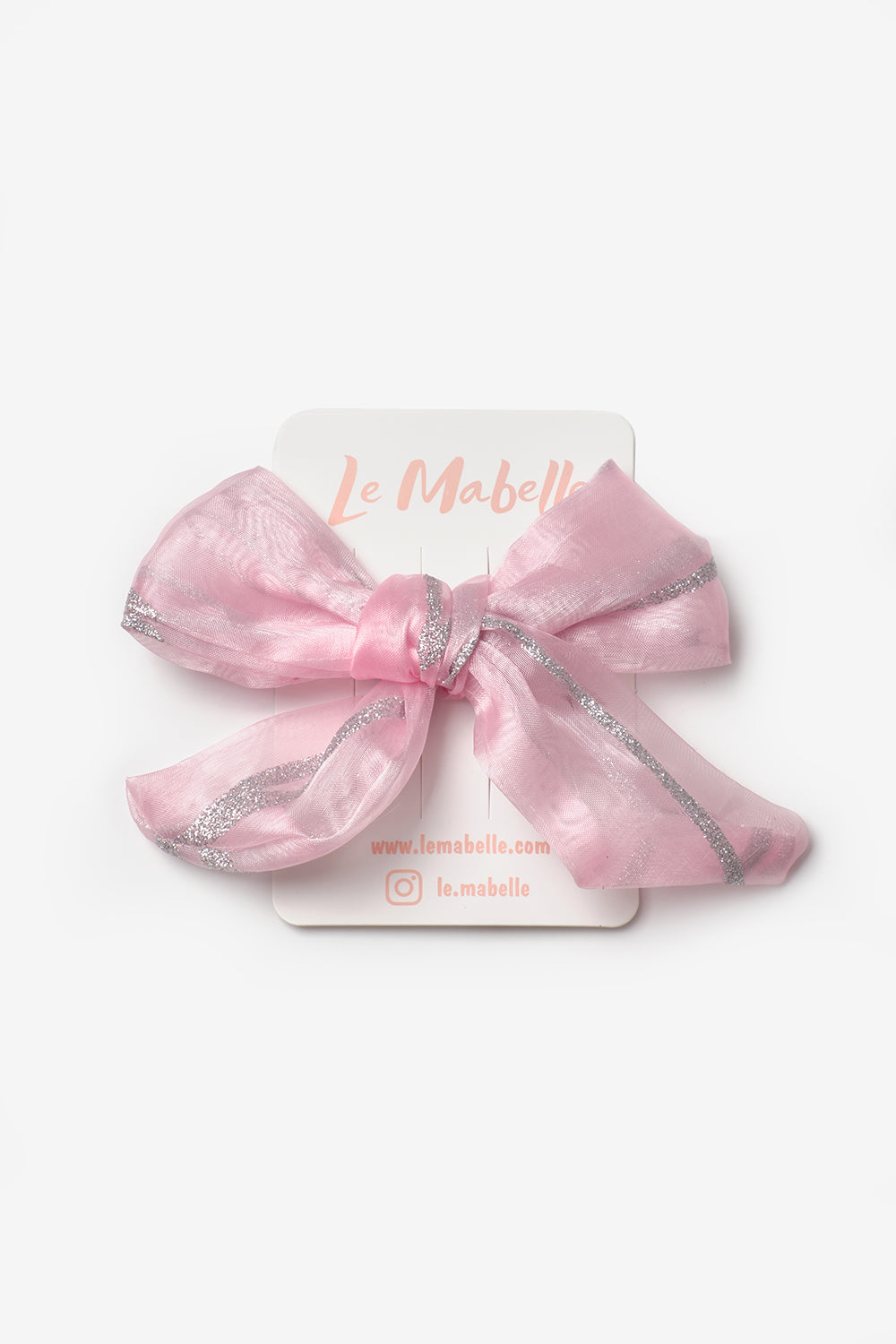 Pembe Simli Çizgili Organze Kız Çocuk Klips Toka