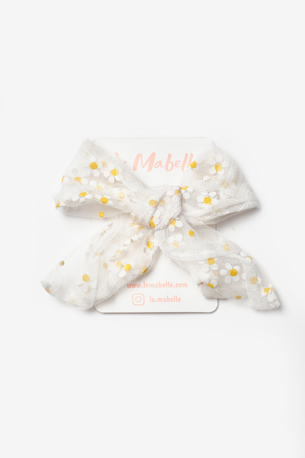 Beyaz  Papatya Baskılı Kız Çocuk Tül Klips Toka