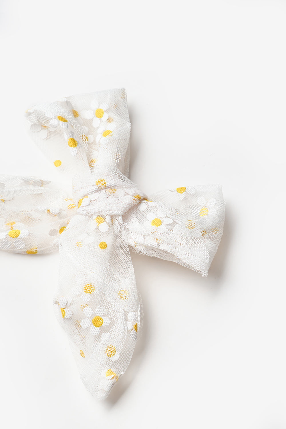 Beyaz  Papatya Baskılı Kız Çocuk Tül Klips Toka