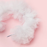 Beyaz  Tül Ponponlu Kız Çocuk Taç