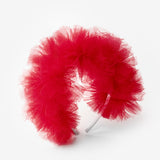 Kırmızı  Tül Ponponlu Kız Çocuk Taç