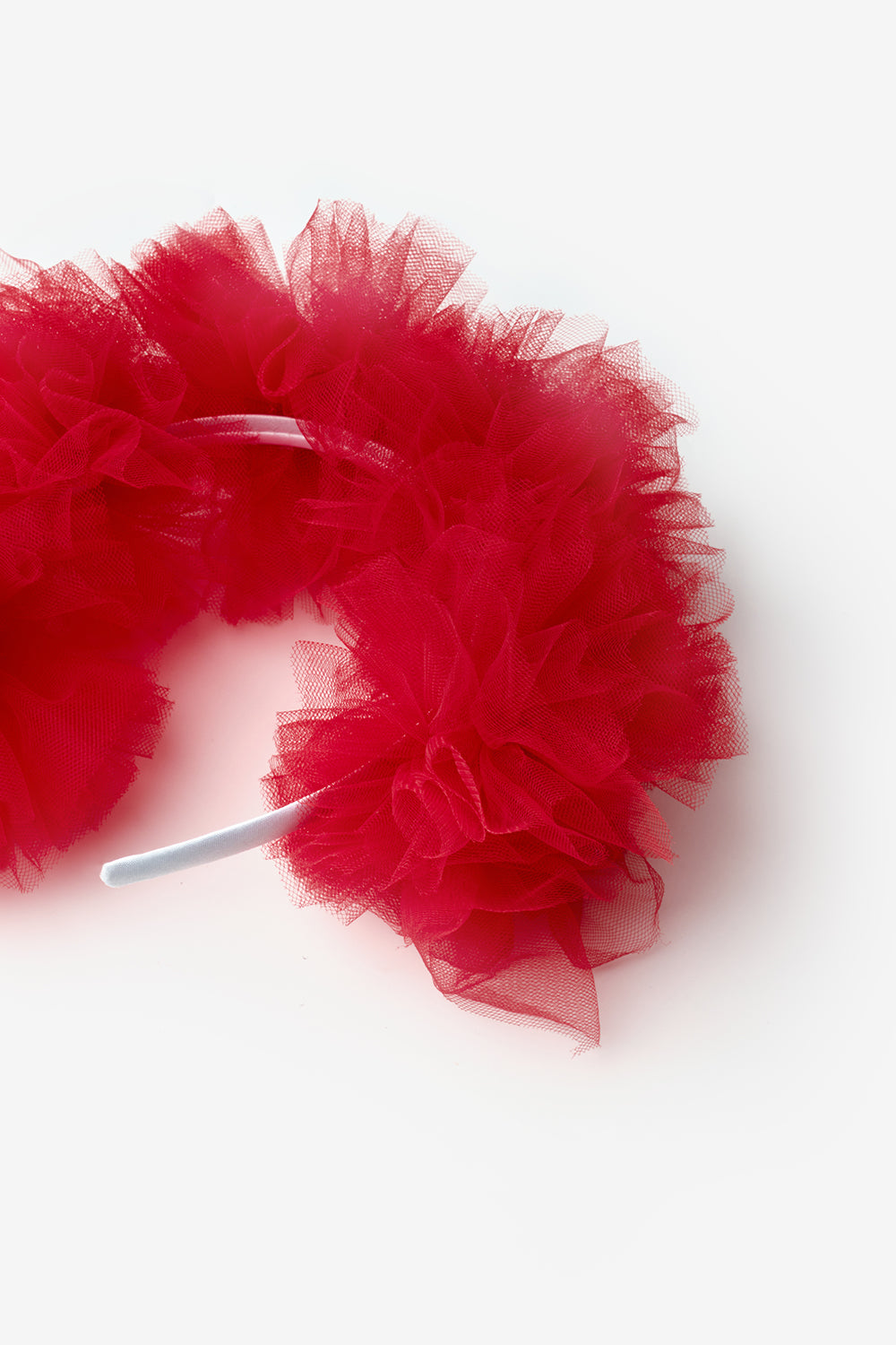 Kırmızı  Tül Ponponlu Kız Çocuk Taç