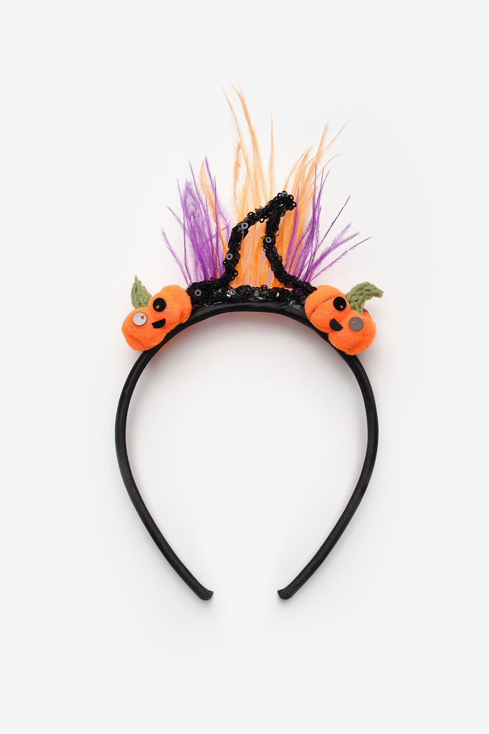 Siyah  Bal Kabağı Figürlü Kız Çocuk Halloween Taç