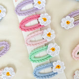 Çok Renkli Soft Örgü Çiçek 5'li Çıtçıt Toka Set