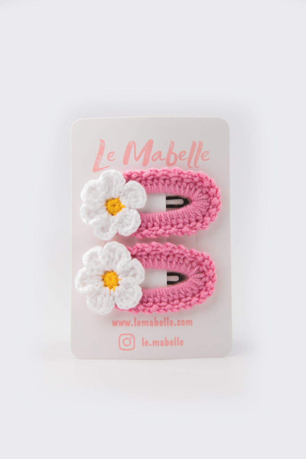 Pembe Örgü Çiçek 2'li Toka Set