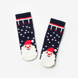 Lacivert Noel Baba Desenli Kız Çocuk Yılbaşı Çorap
