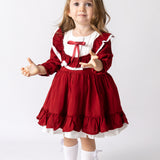 Bordo  Vintage Kız Çocuk Elbise - Silvia