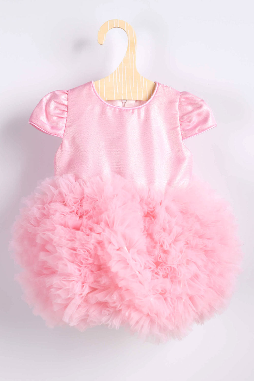 Pembe Kısa Kollu Tütülü Bebek Prenses Elbise - Lina