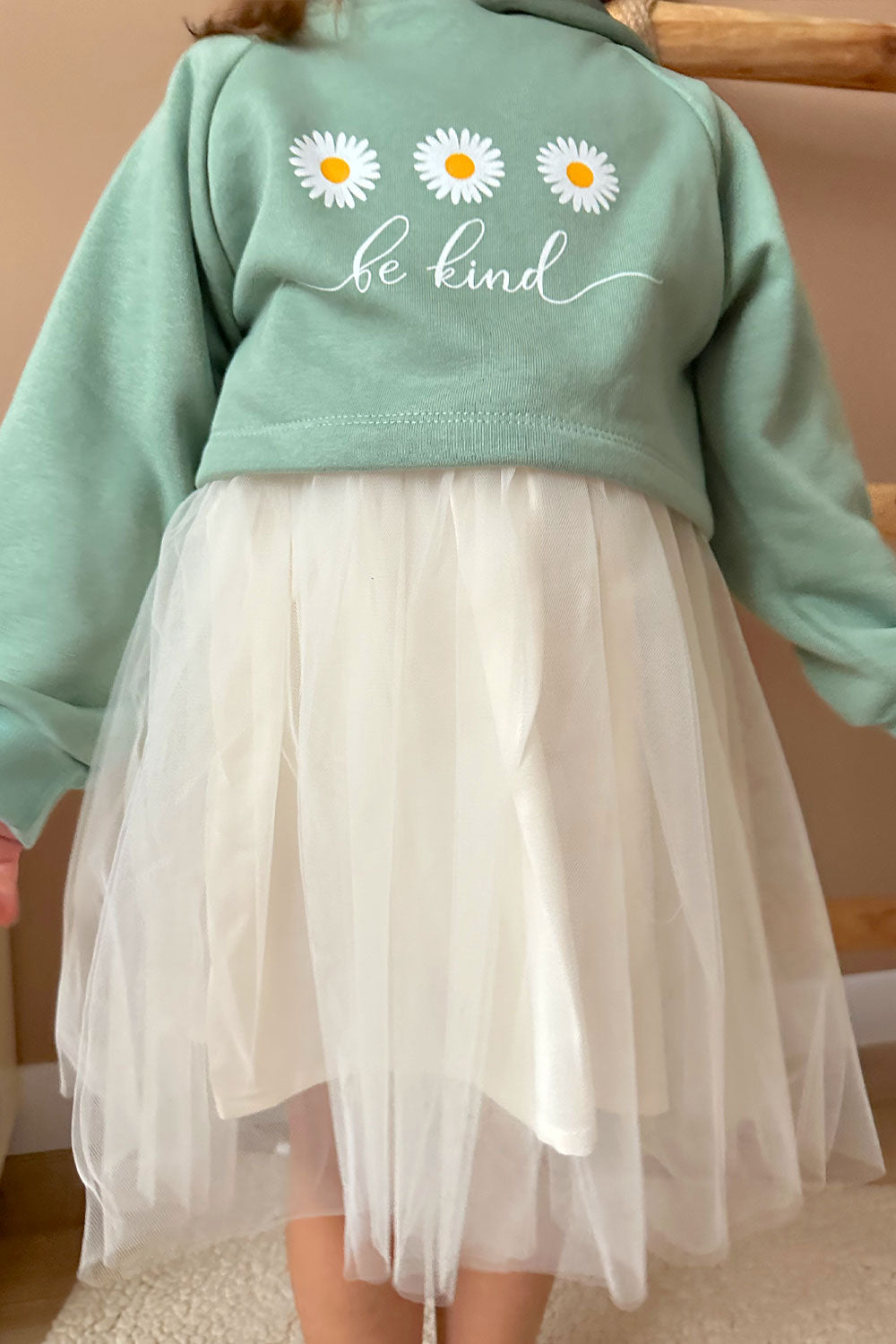 Mint Papatya Desenli Kapüşonlu Sweat Elbise Takım - Fleur