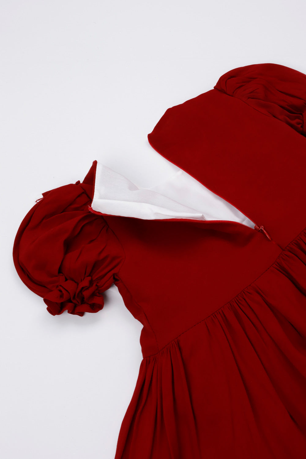 Bordo Vintage Kısa Kollu Kız Çocuk Elbise - Mila