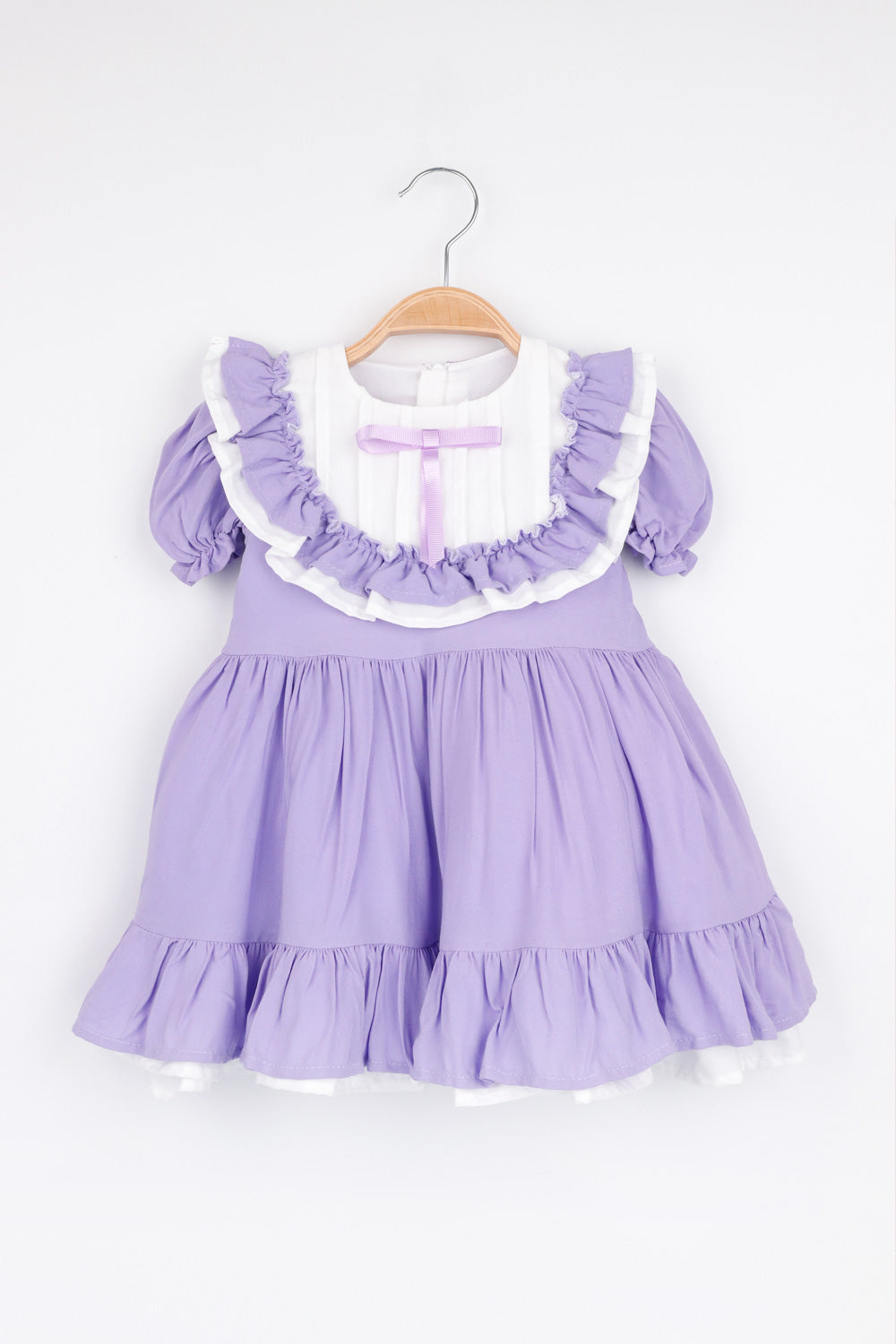 Lila Vintage Kısa Kollu Kız Çocuk Elbise - Mila
