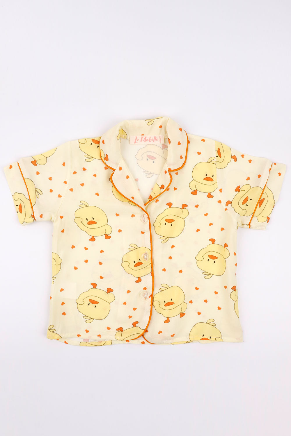 Sarı Civciv Desenli Biyeli Kız Çocuk Pijama Takımı