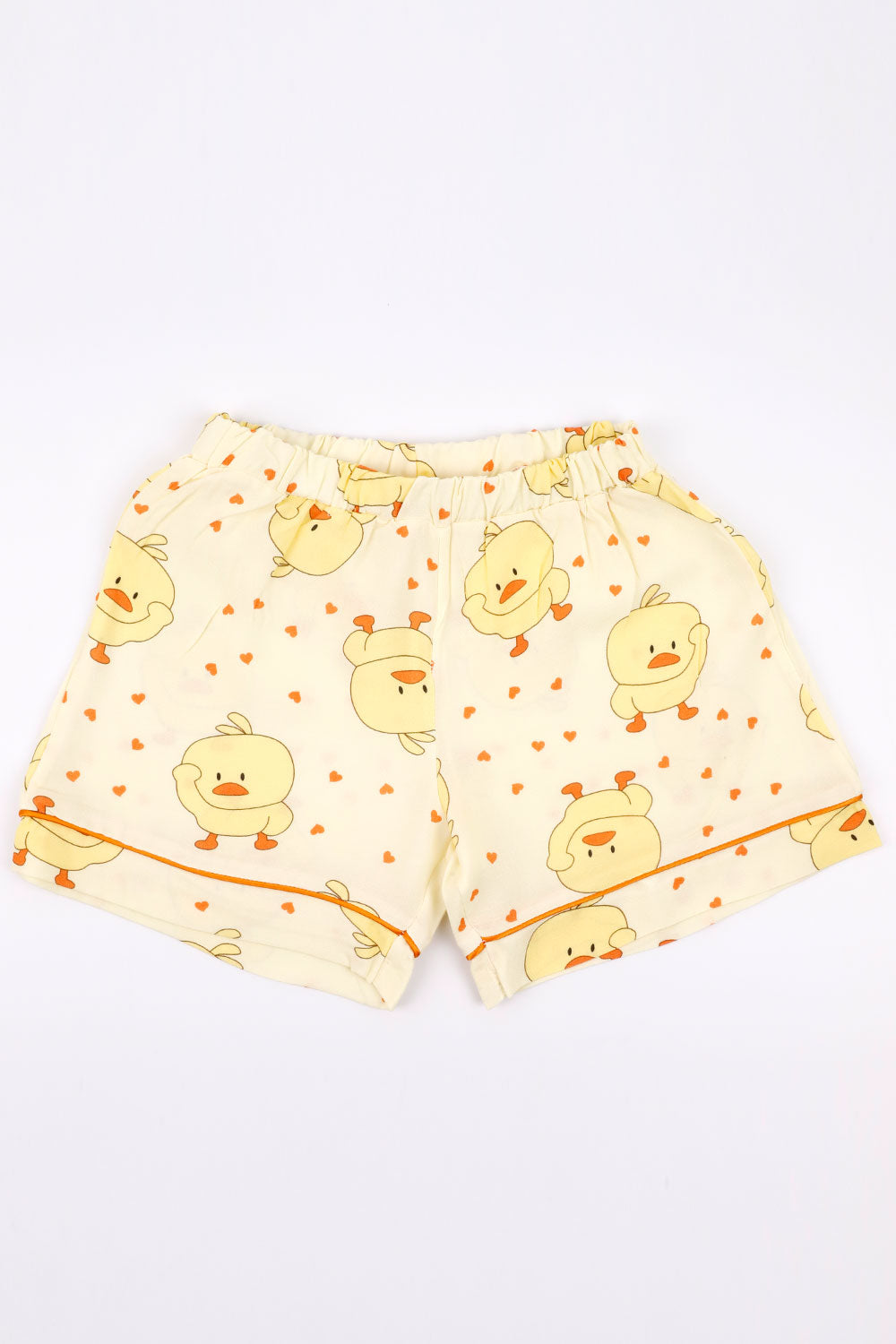 Sarı Civciv Desenli Biyeli Kız Çocuk Pijama Takımı