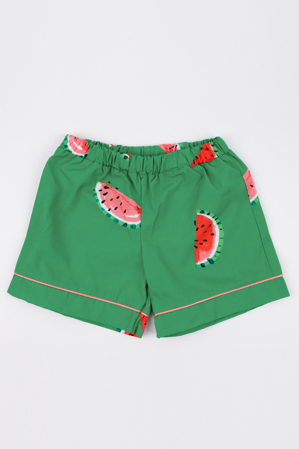 Yeşil Karpuz Desenli Biyeli Kız Çocuk Pijama Takımı
