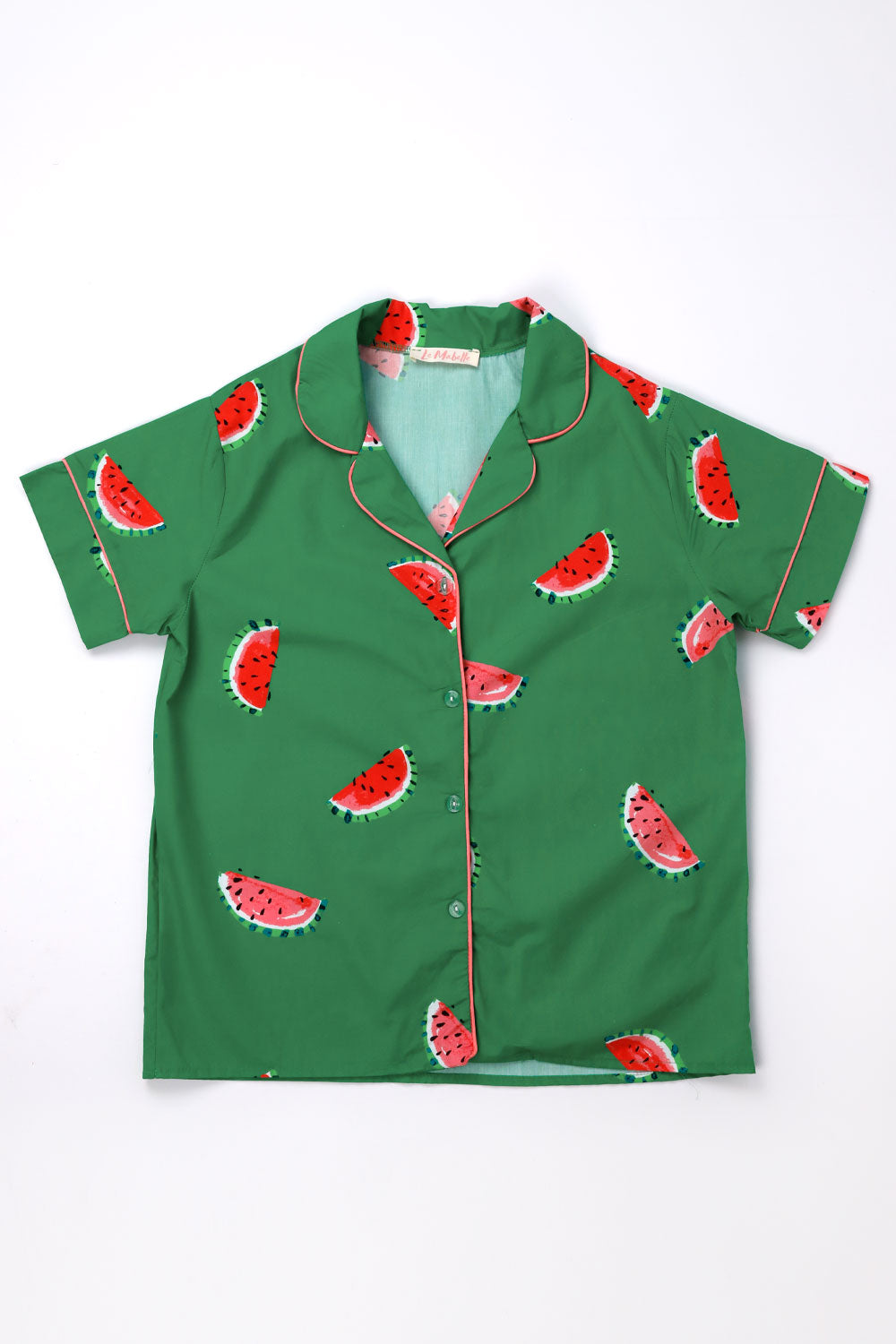 Yeşil Karpuz Desenli Biyeli Kadın Pijama Takımı