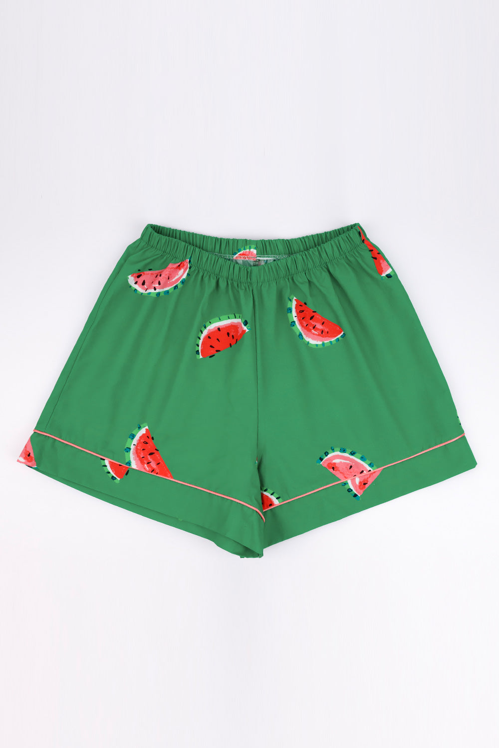 Yeşil Karpuz Desenli Biyeli Kadın Pijama Takımı