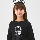 Black Atatürk Printed Girls' T-Shirt