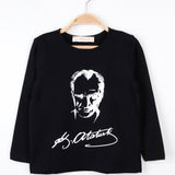 Black Atatürk Printed Girls' T-Shirt