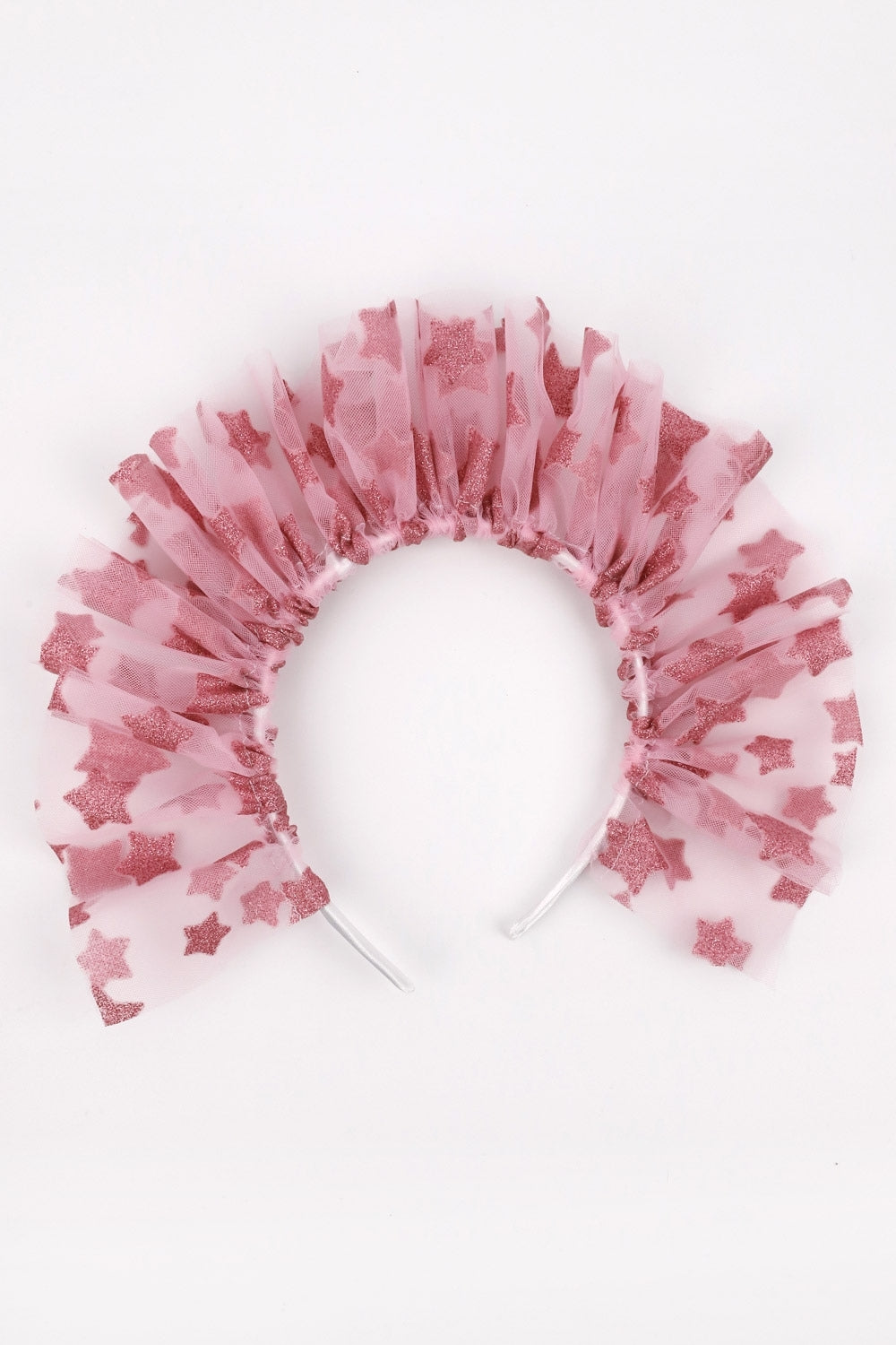 Gülkurusu  Üzeri Büyük Yıldızlı Kız Çocuk Tül Taç