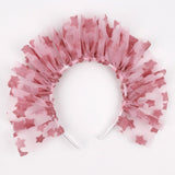 Gülkurusu  Üzeri Büyük Yıldızlı Kız Çocuk Tül Taç