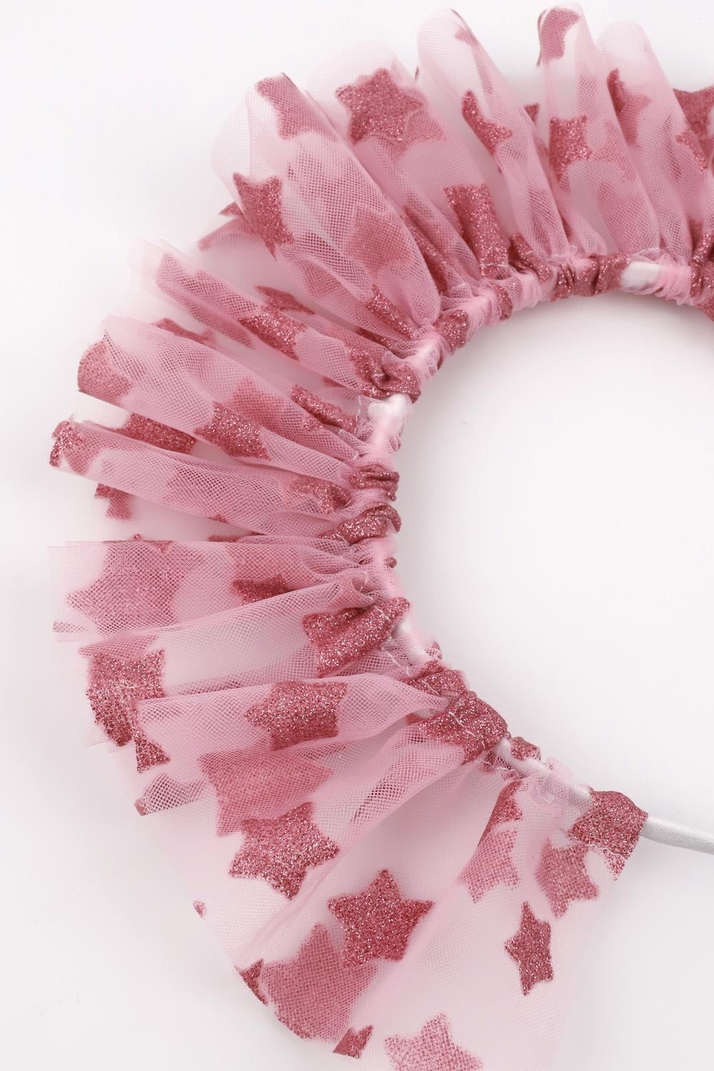 Gülkurusu  Üzeri Büyük Yıldızlı Kız Çocuk Tül Taç