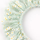 Yeşil  Üzeri Papatyalı Kız Çocuk Tül Taç