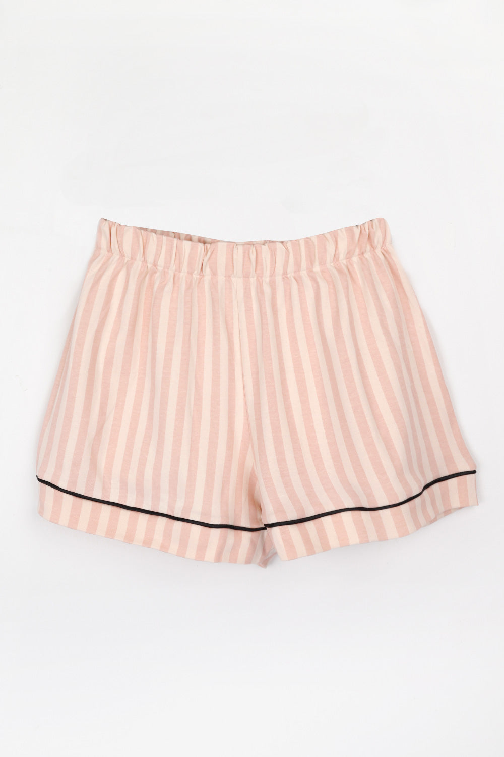 Pudra Şeritli Penye Kadın Pijama Takımı