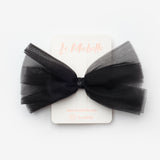 Black Glittery Tie-Up Girls' Tulle Clip Hairclip