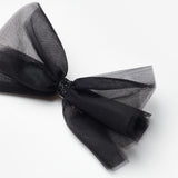 Black Glittery Tie-Up Girls' Tulle Clip Hairclip