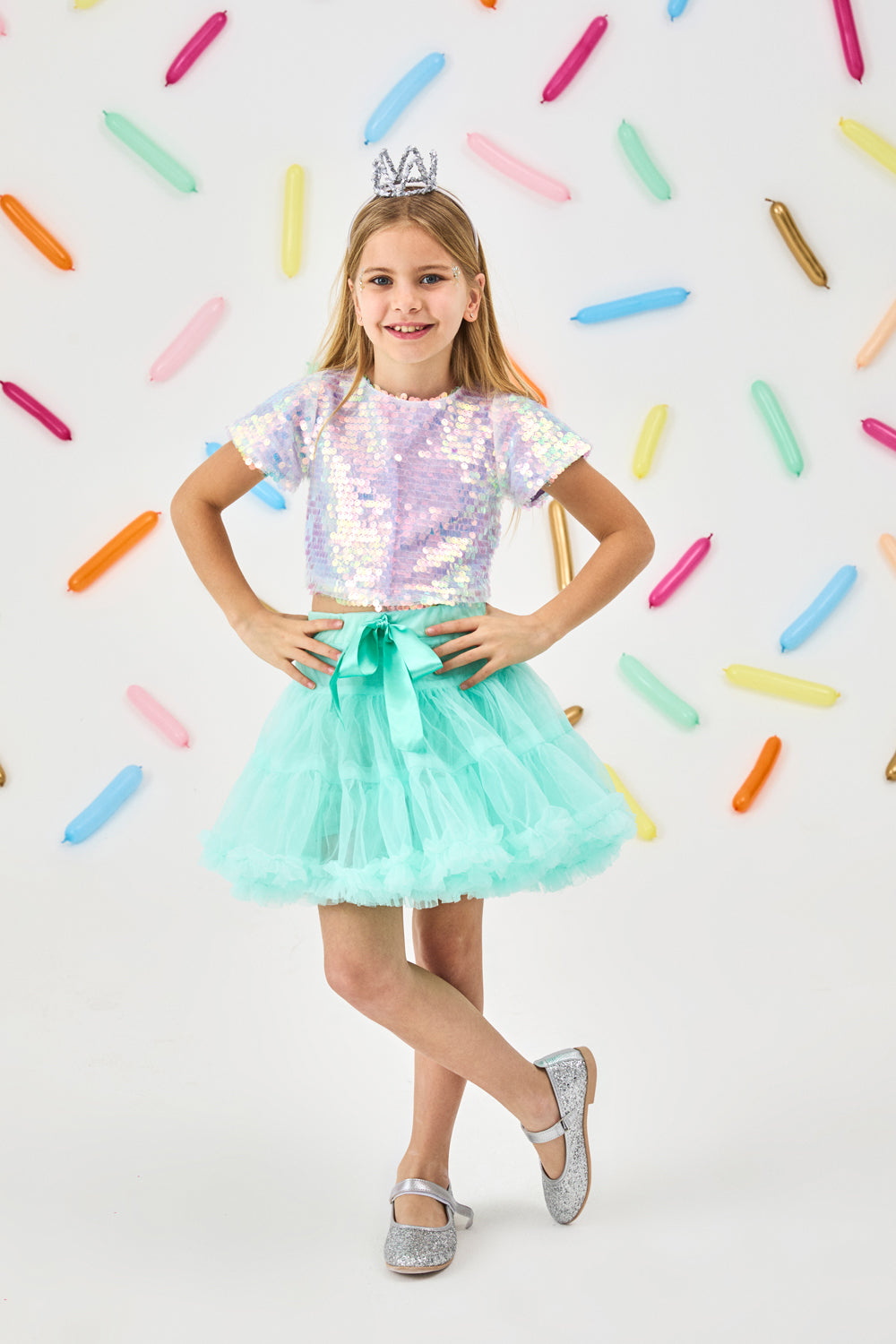 Lila Pullu Kız Çocuk Crop