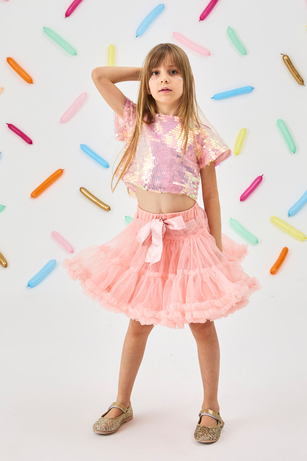Somon Pullu Kız Çocuk Crop