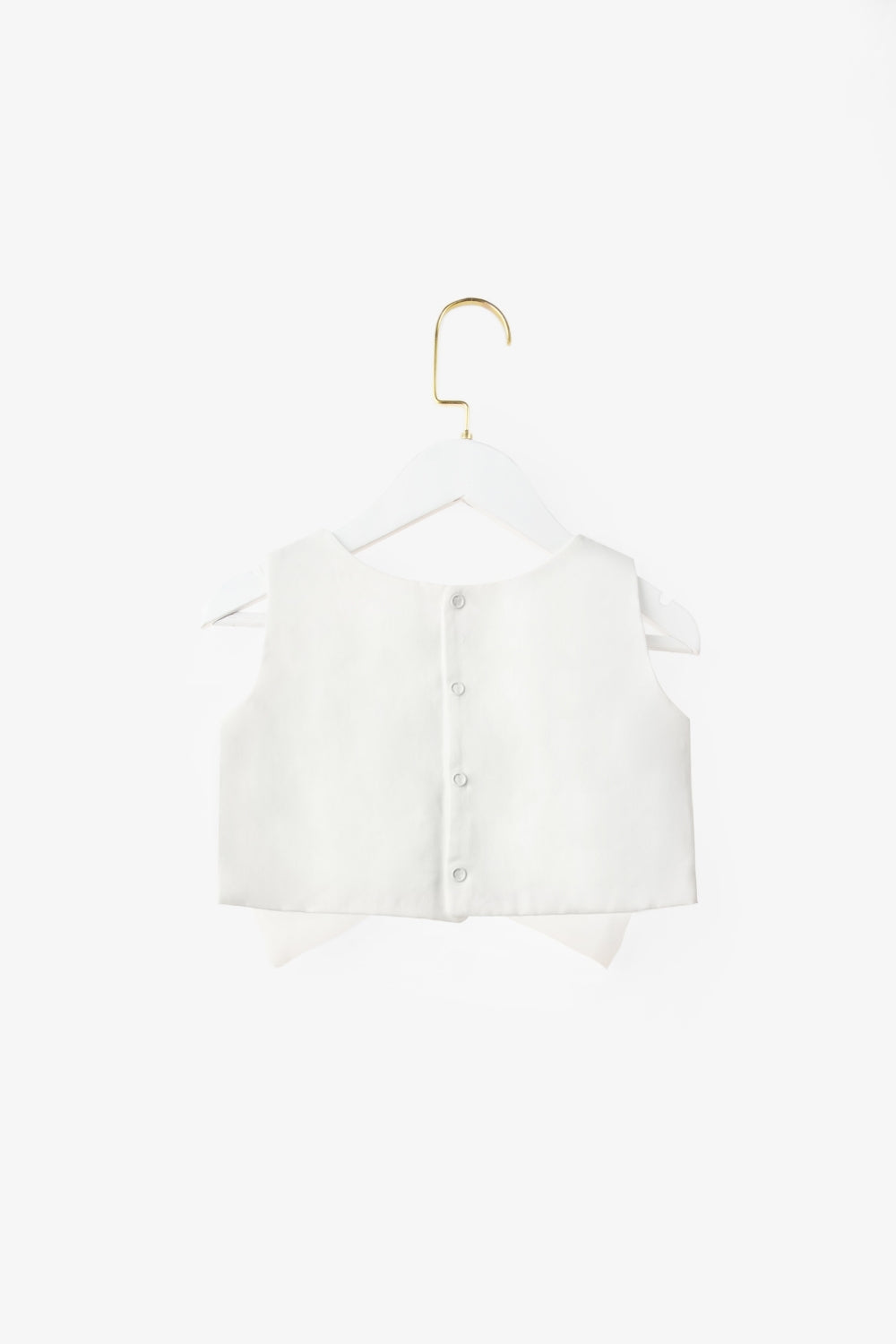 Ekru Fiyonk Detaylı Kız Çocuk Crop