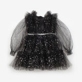 Black Ruffle Detailed Star Girls' Dress - Stella