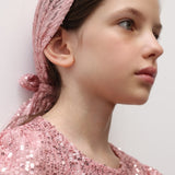 Pembe Pullu Kız Çocuk Üçgen Bandana
