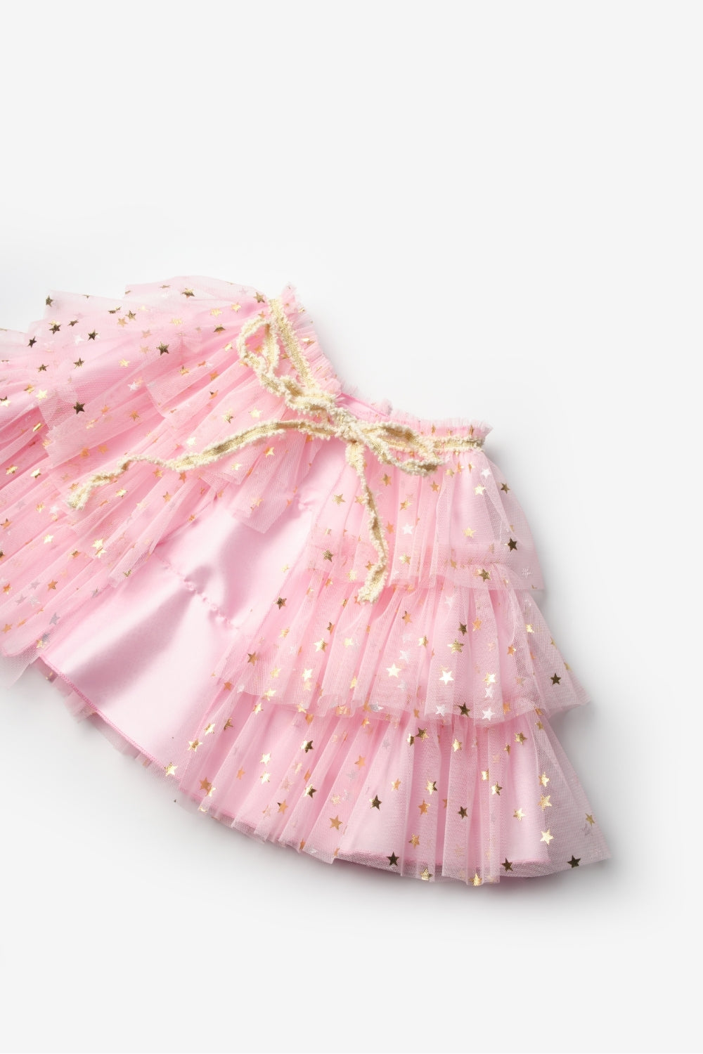 Pembe Yıldızlı Kız Çocuk Kısa Pelerin