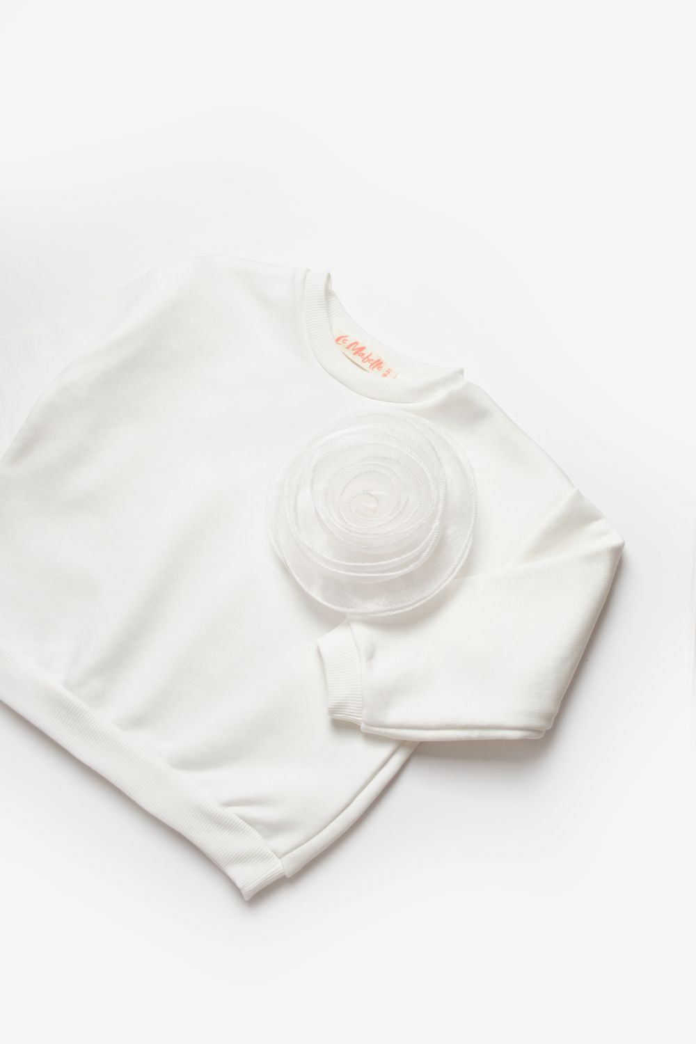 Ekru Gül Aksesuarlı Kız Çocuk Sweatshirt - Elisa