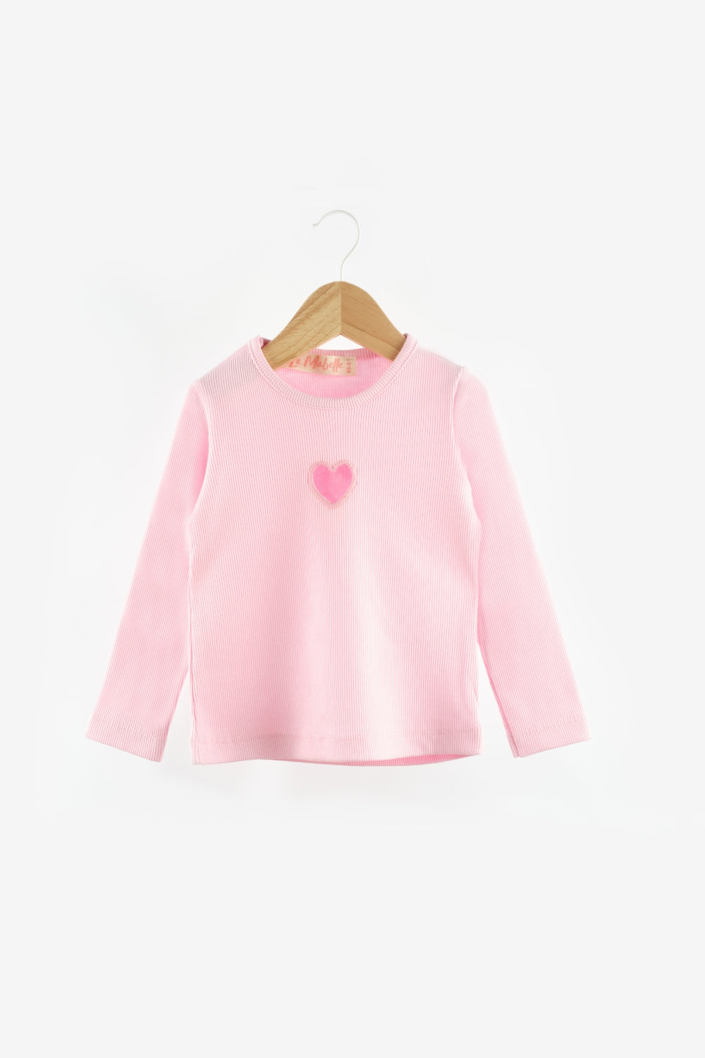 Pembe Kalp Nakışlı Fitilli Kız Çocuk Tişört