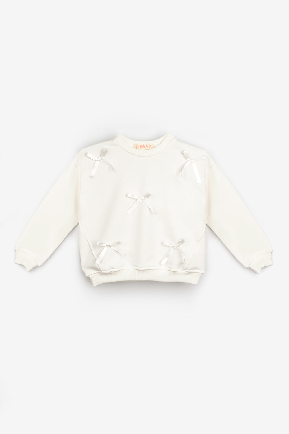 Ekru Fiyonk Detaylı Kız Çocuk Sweatshirt
