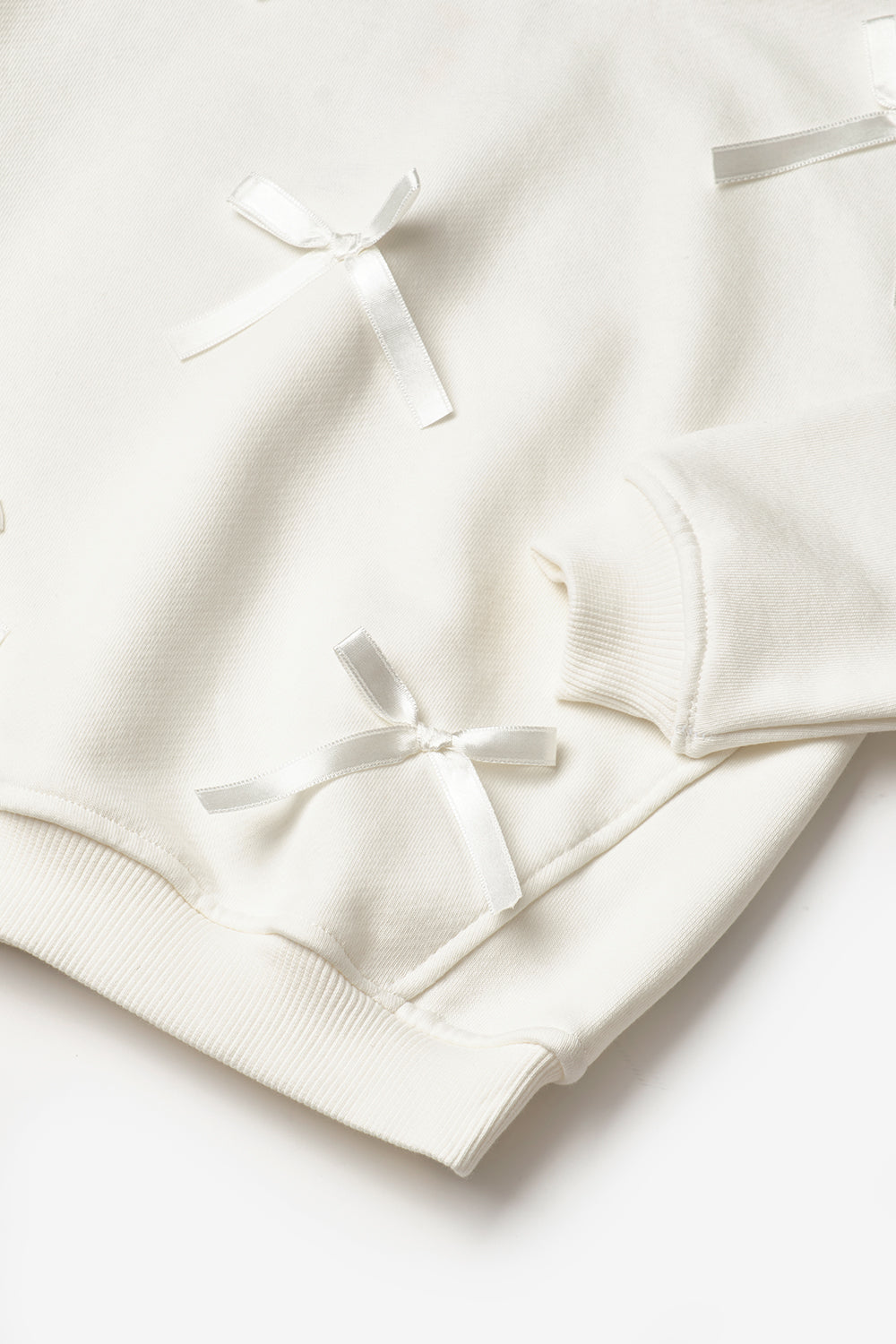 Ekru Fiyonk Detaylı Kız Çocuk Sweatshirt