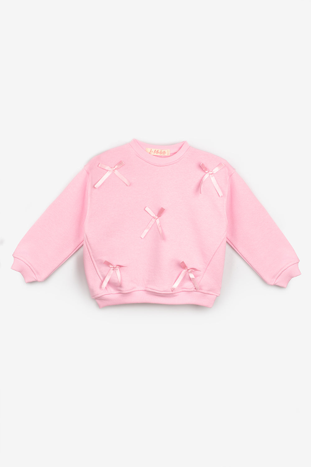Pembe Fiyonk Detaylı Kız Çocuk Sweatshirt