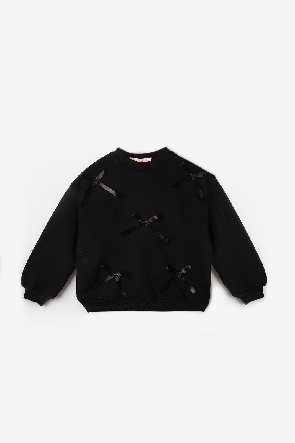 Siyah  Fiyonk Detaylı Kız Çocuk Sweatshirt