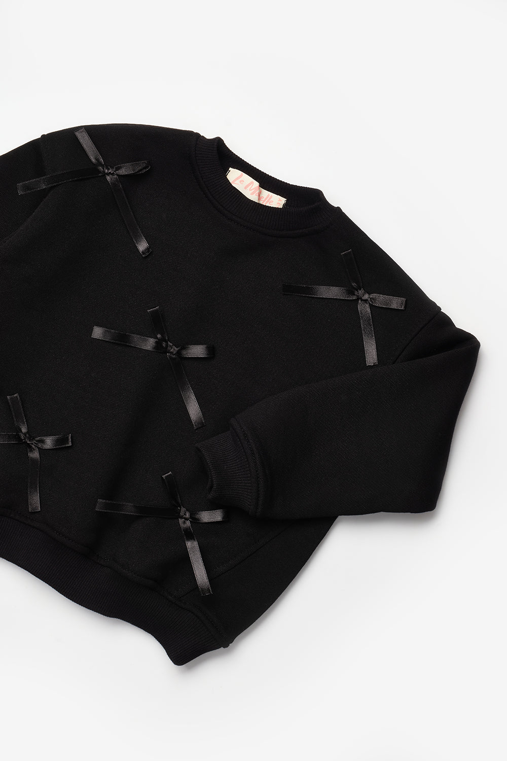 Siyah  Fiyonk Detaylı Kız Çocuk Sweatshirt
