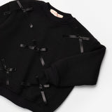 Siyah  Fiyonk Detaylı Kız Çocuk Sweatshirt